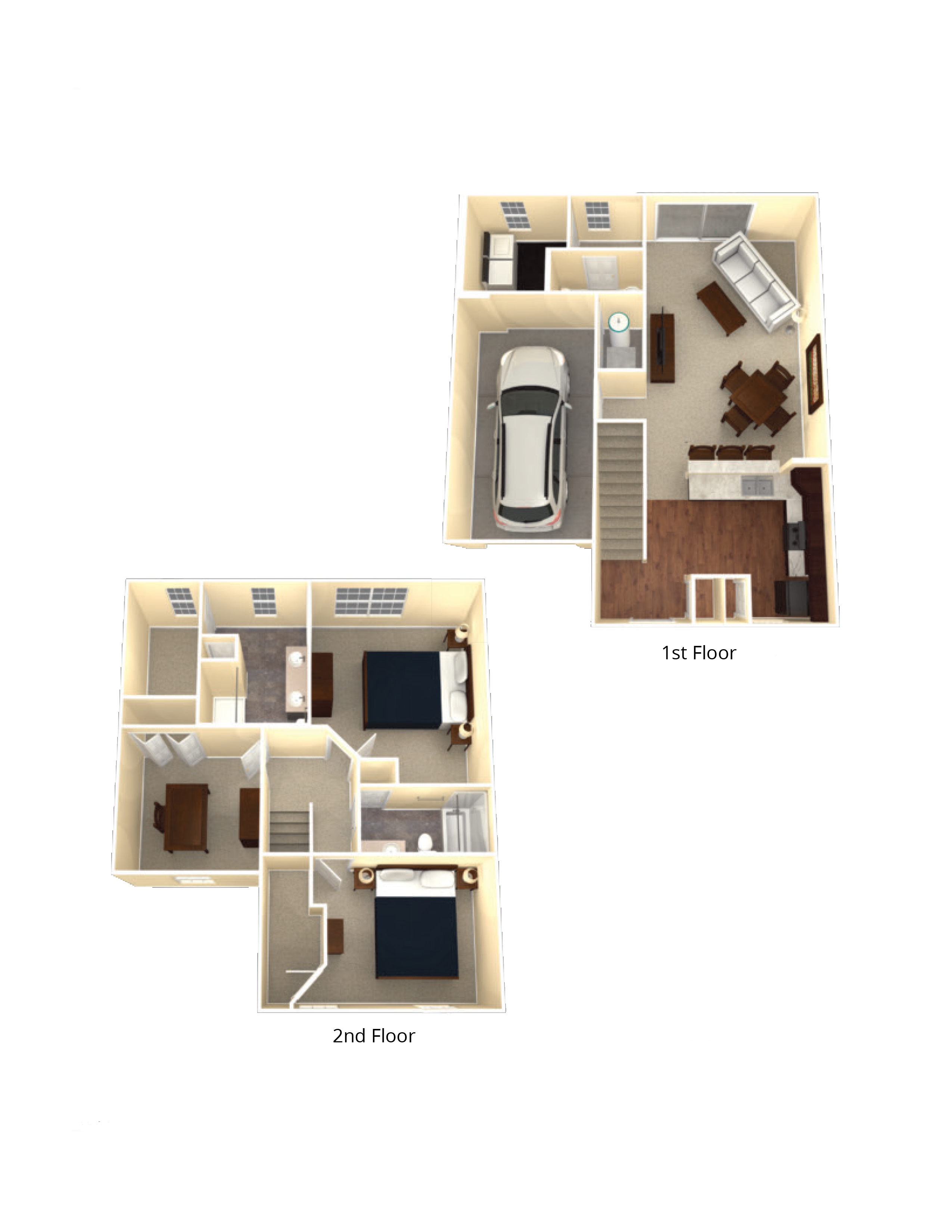 Floor plan for 3 beds, 2.5 baths, 1565 sqft